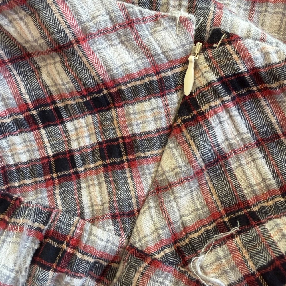Free People Deep In Thought Plaid Frayed Maxi Skirt Tie Waist Boho Grunge Size 6 - Picture 12 of 12